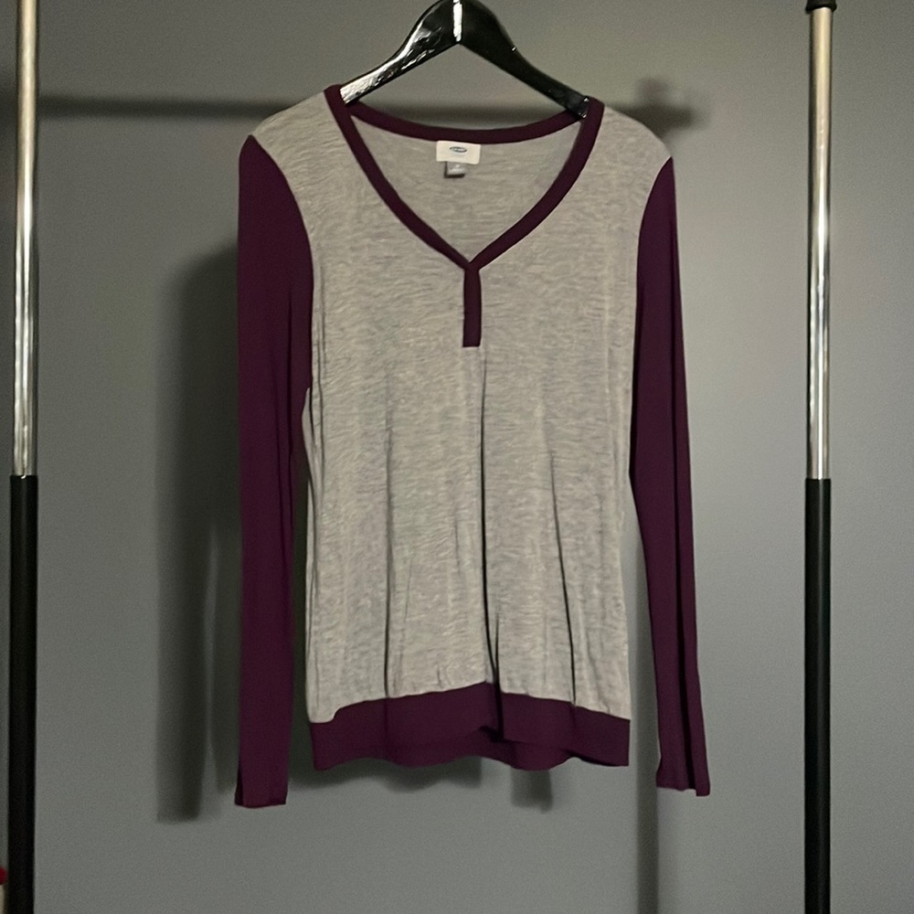 Old Navy Purple & Gray Long Sleeve Raglan Shirt